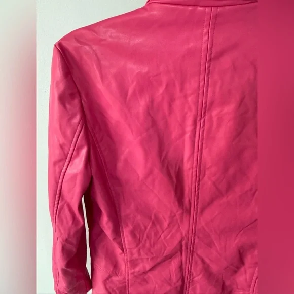 ANTHROPOLOGIE PINK HUTCH VEGAN LEATHER BLAZER SIZE SMALL - Picture 13 of 15